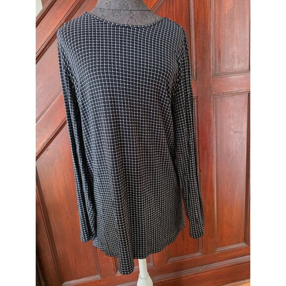 Jjill Wearever Collection Womens 2X Black & White Grid Tunic Top - Picture 1 of 7